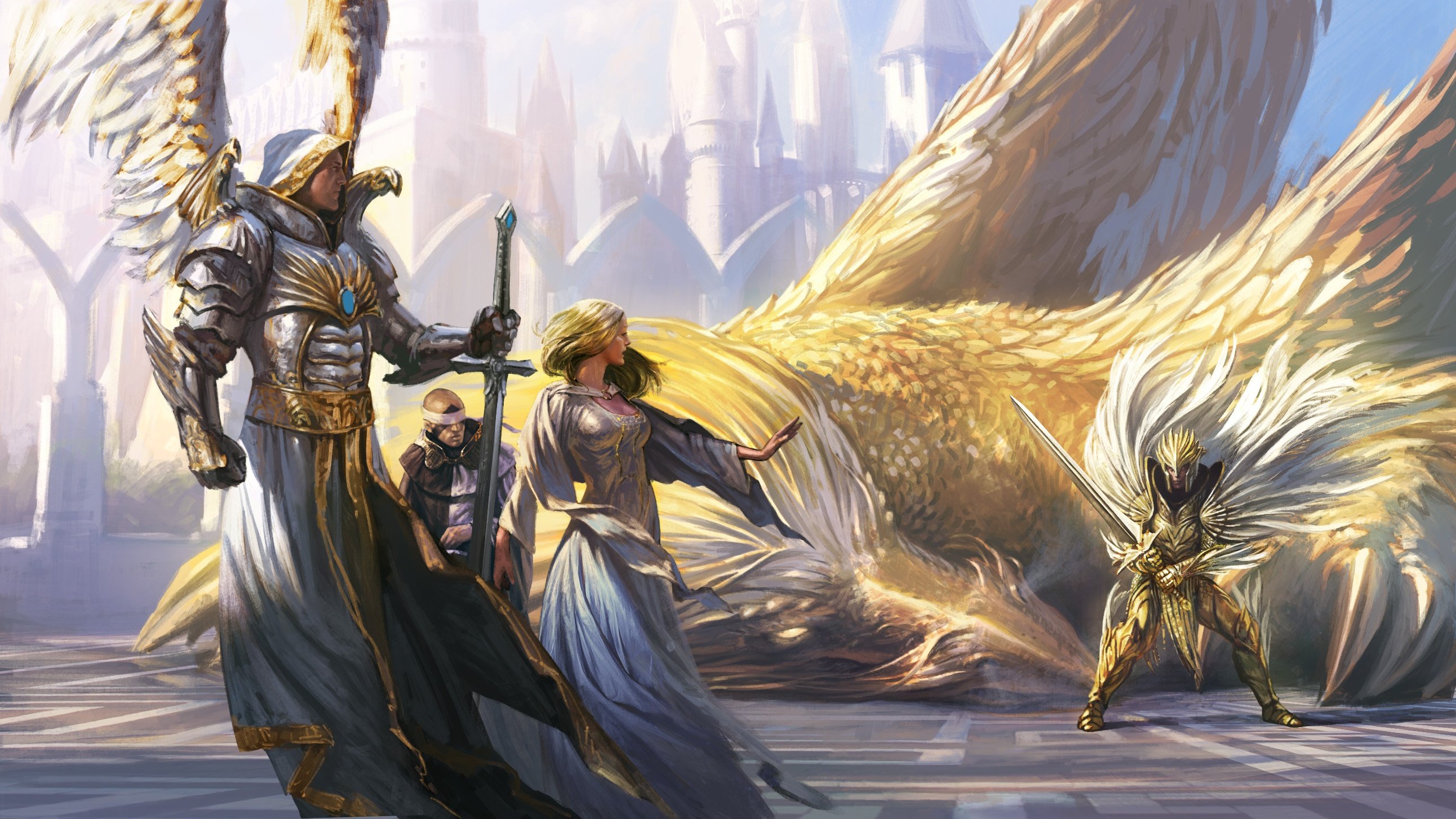heroes, Might, Magic, Strategy, Fantasy, Fighting, Adventure, Action, Online, 1hmm, Warrior, Angel, Battle, Griffin, Eagle Wallpaper