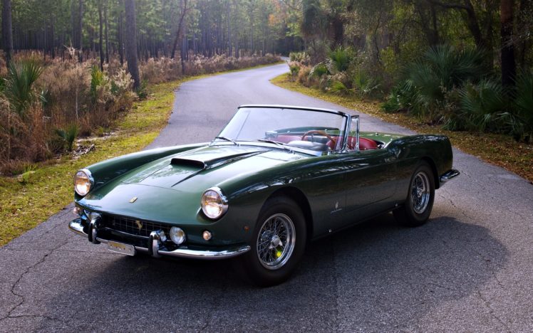 ferrari, 400, Swb, Cabriolet, 1959, Green, Road, Old, Classic, Motors, Roof, Cars HD Wallpaper Desktop Background