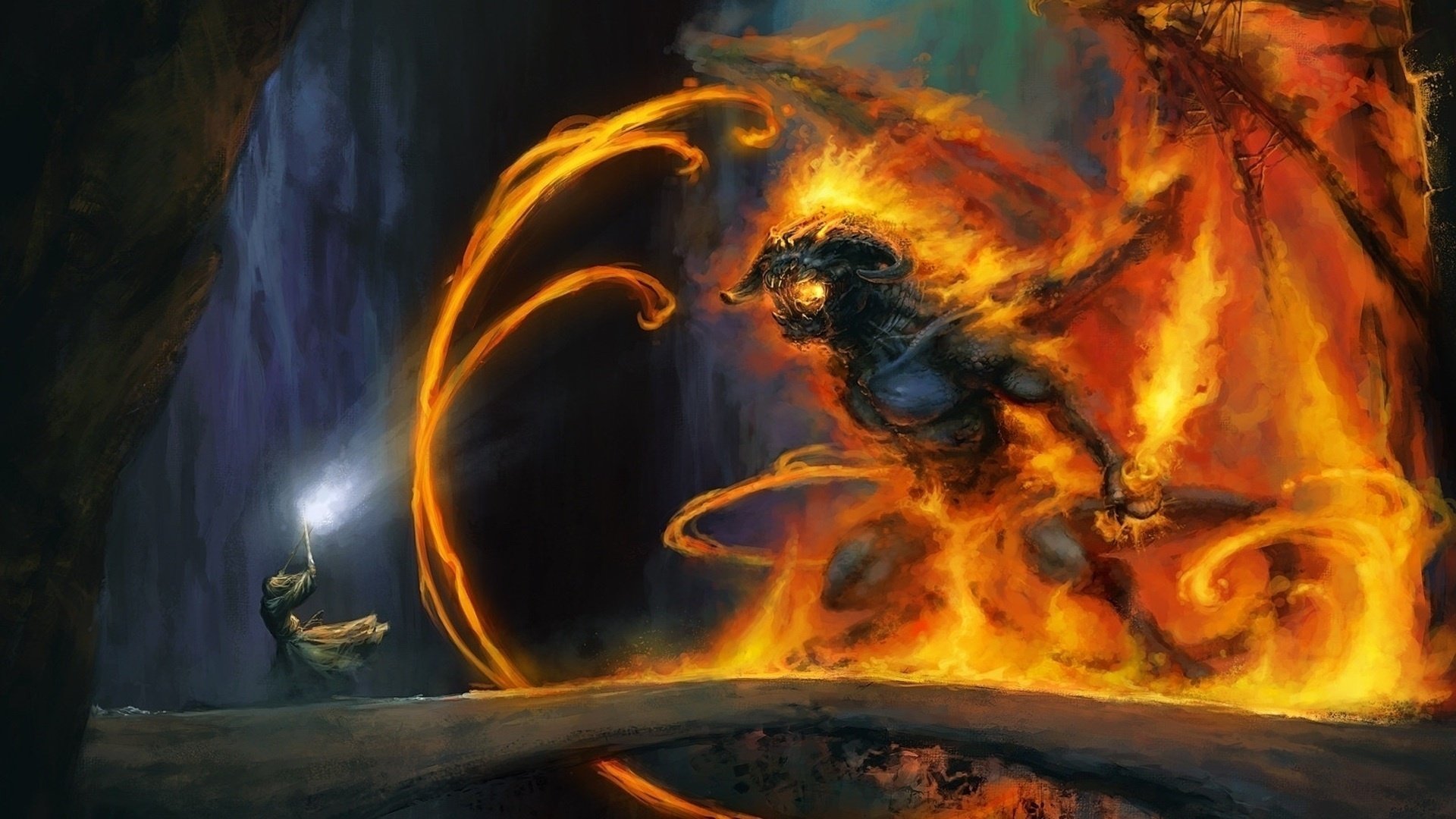 lord, Of, The, Rings, Movie, Art, Character, Sword, Monster, Devil, Fire Wallpaper