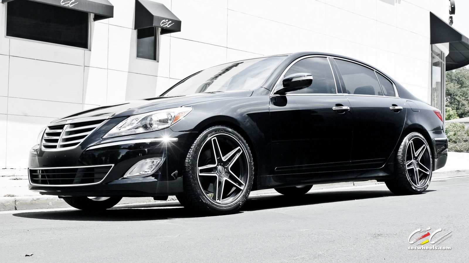 2015, Black, Cars, Cec, Genesis, Hyundai, Sedan, Tuning, Wheels Wallpaper