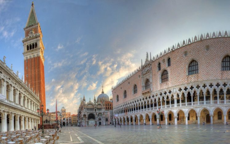 cityscapes, Tower, Buildings, Venice, Cafe, Cities, Piazza, San, Marco HD Wallpaper Desktop Background