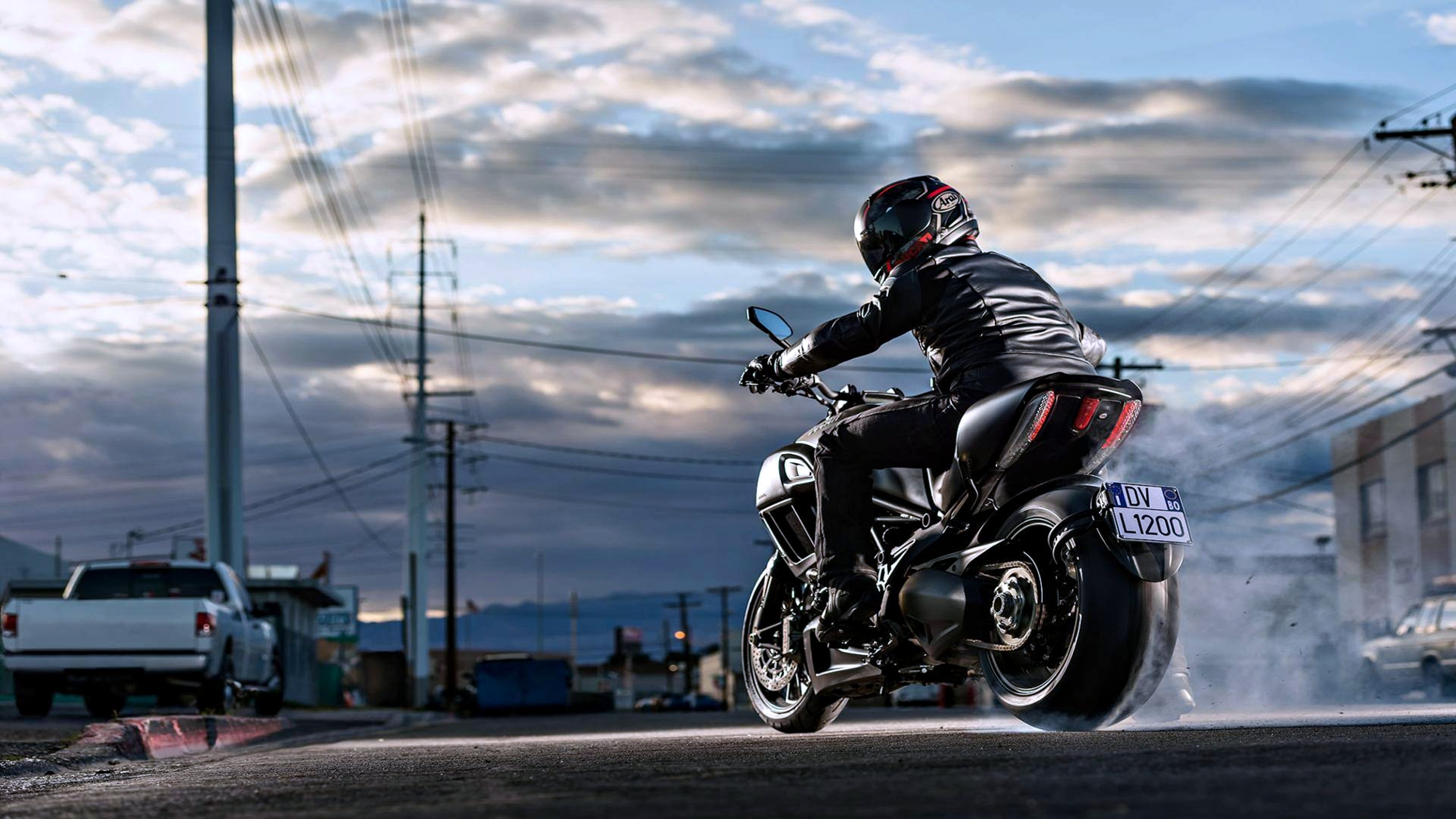 motorcycle, Motorcyclist, Road, Race, Cloud, Speed, Bike, Man, Ducati, Diavel Wallpaper