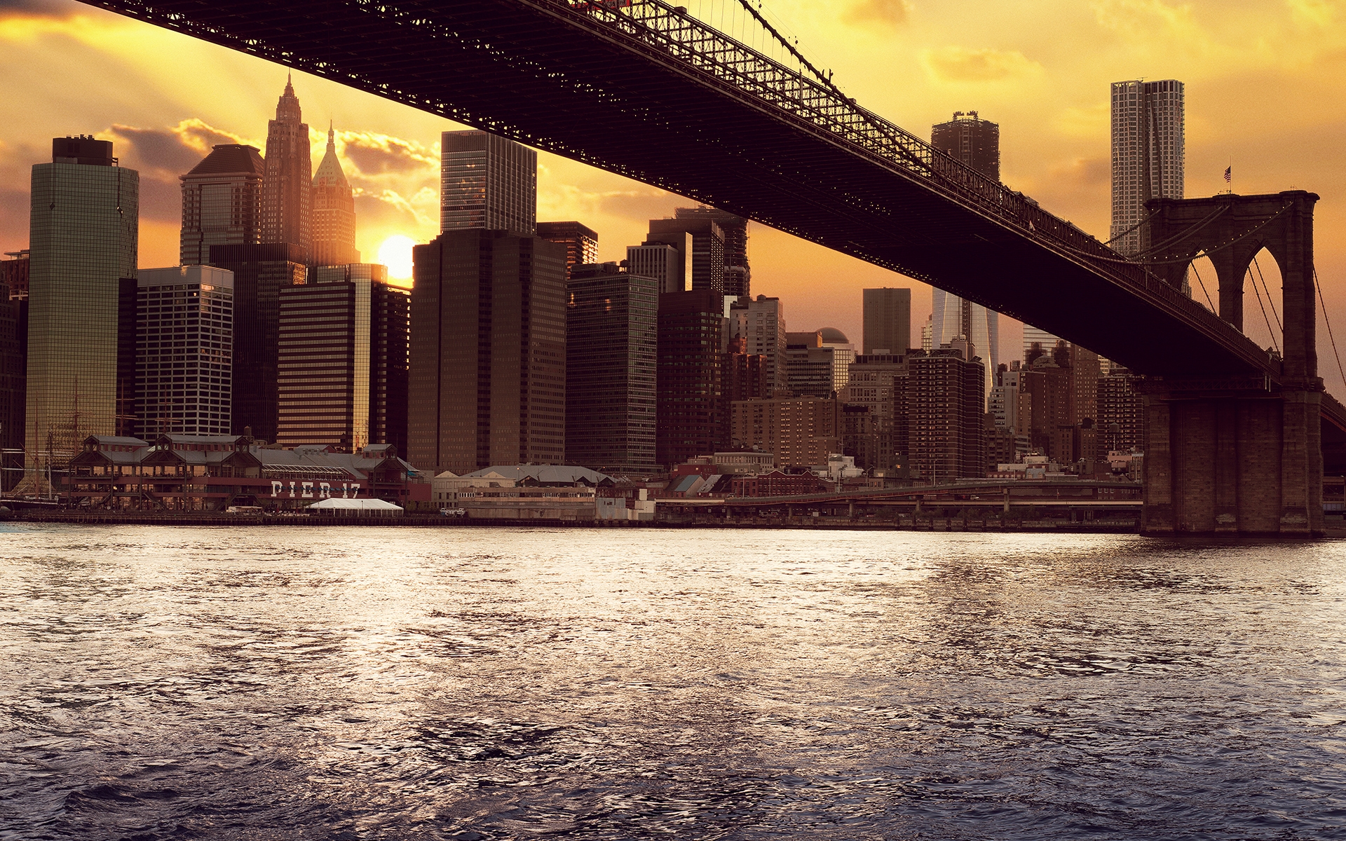 new, York, Under, Bridge Wallpaper