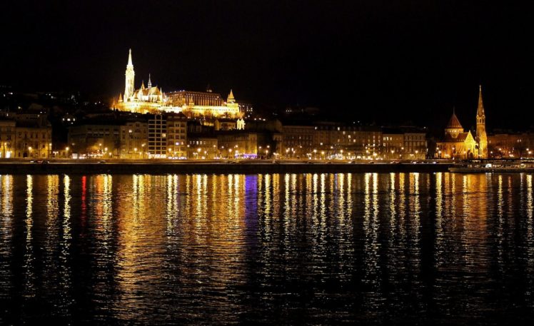 night, Budapest, Danube, River, Matthias, Church HD Wallpaper Desktop Background