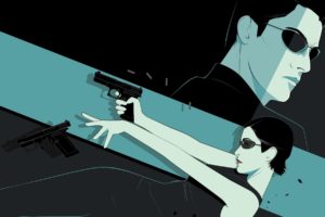 matrix, Movie, Painting, Character, Weapon, Woman, Male