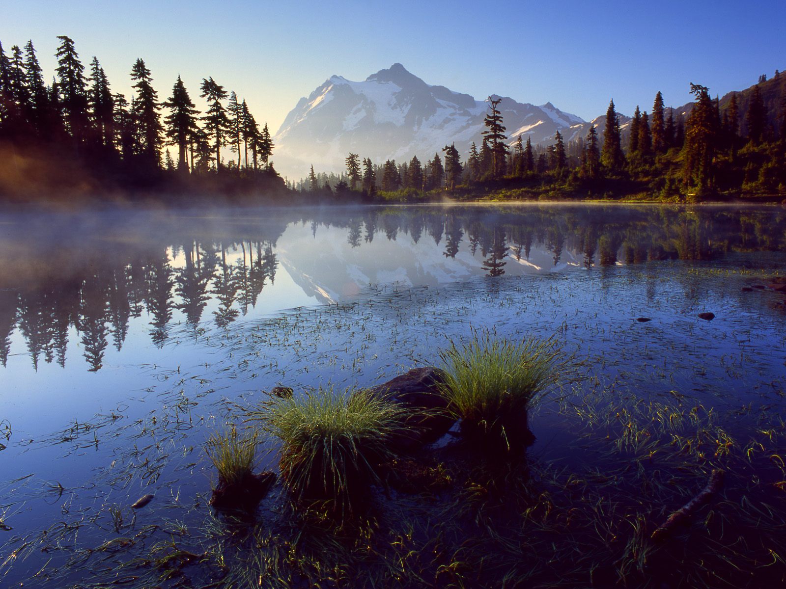 mountains, Landscapes, Trees, Mist, Lakes Wallpaper
