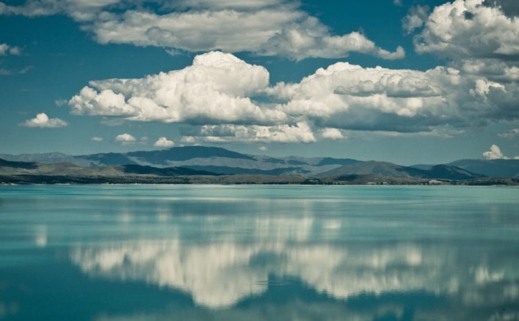 clouds, Lake, Mountains, Reflection HD Wallpaper Desktop Background