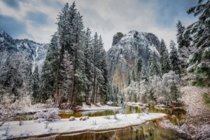 usa, Yosemite, National, Park, Winter, Mountains, River