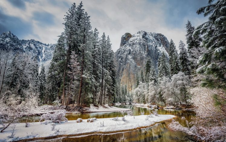usa, Yosemite, National, Park, Winter, Mountains, River HD Wallpaper Desktop Background