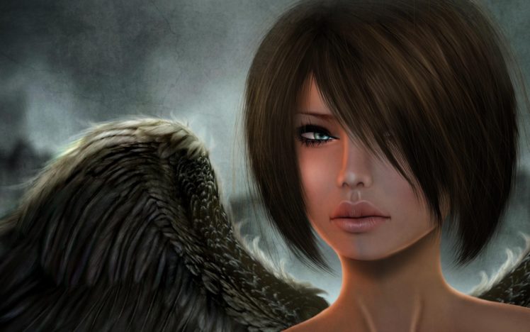 3d, Angel, Girl, Wing, Fantasy, Short, Hair, Face HD Wallpaper Desktop Background