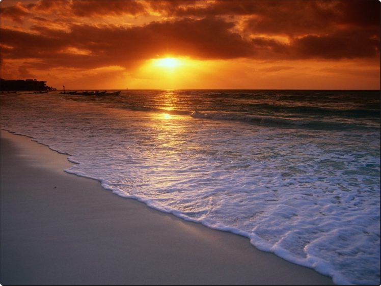 sunrise, Over, The, Caribbean, Sea, Playa, Del, Carmen, Mexico HD Wallpaper Desktop Background