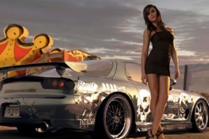 women, Video, Games, Krystal, Forscutt, Black, Dress, Tuning, Mazda, Rx 7, Need, For, Speed, Prostreet, Girls, With, Cars, Games