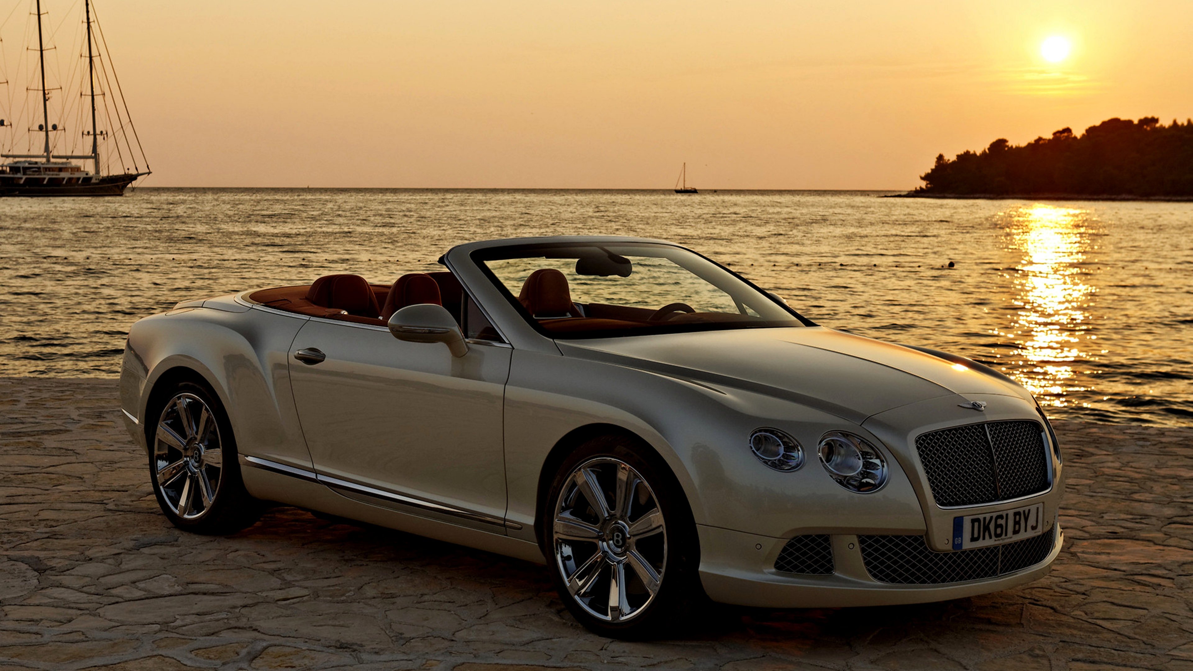 2011, Bentley, Continental, Gtc, Sea, Cars, Roof, Sunset, Beach, Boat, Landscape, Speed, Motors Wallpaper