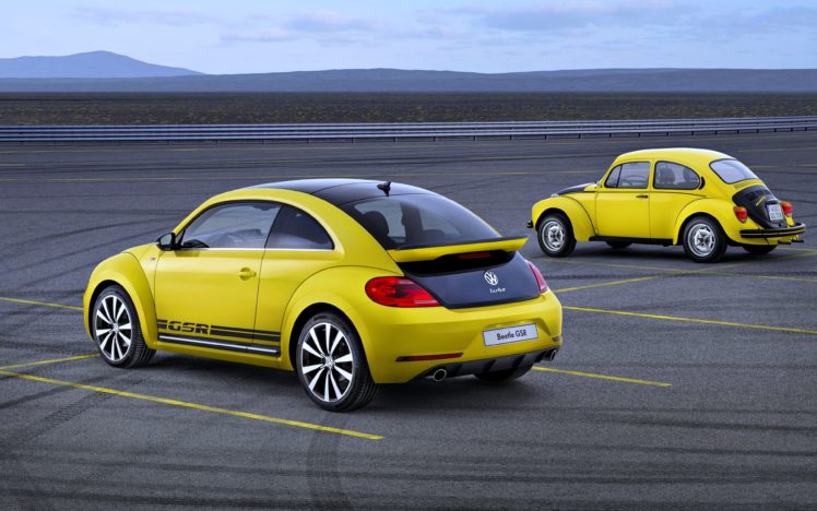 volkswagen, Beatle, Gsr, Two, Yellow, Retro, Beetle, Cars, Speed, Motors HD Wallpaper Desktop Background