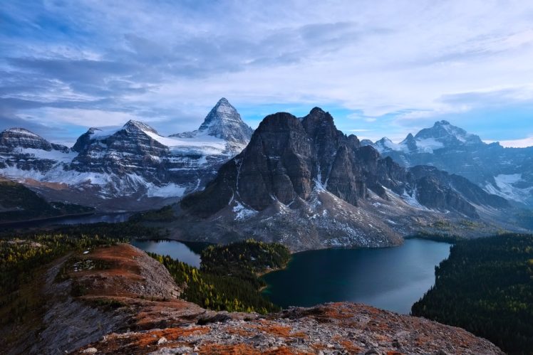 canada, British, Columbia, Alberta, Mt, Assiniboine, Mountains, Lakes, Forest, Snow, Sky, Clouds, Landscape, Nature HD Wallpaper Desktop Background