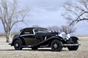 mercedes, Benz, 540k, Cabriolet, Classic, Black, Trees, Landscape, Old, Motors