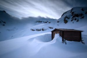 snow, Landscape, Houses, Mountains, Winter, Nature, Sky, Clouds