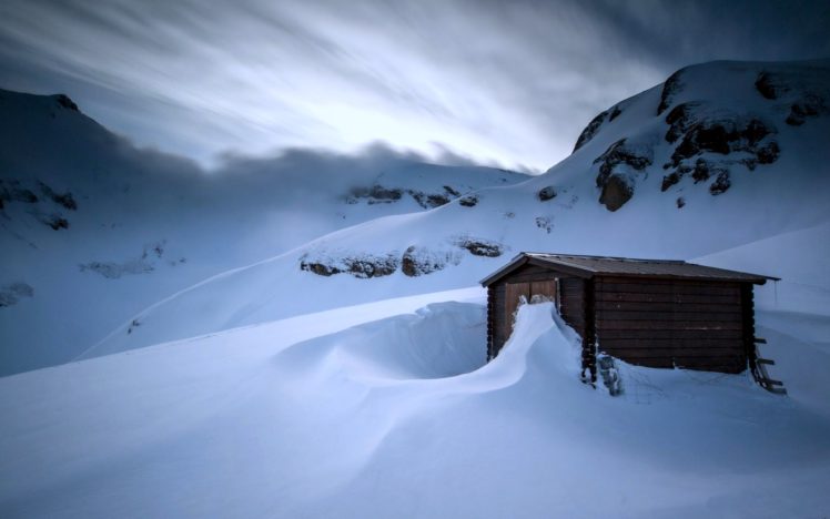 snow, Landscape, Houses, Mountains, Winter, Nature, Sky, Clouds HD Wallpaper Desktop Background