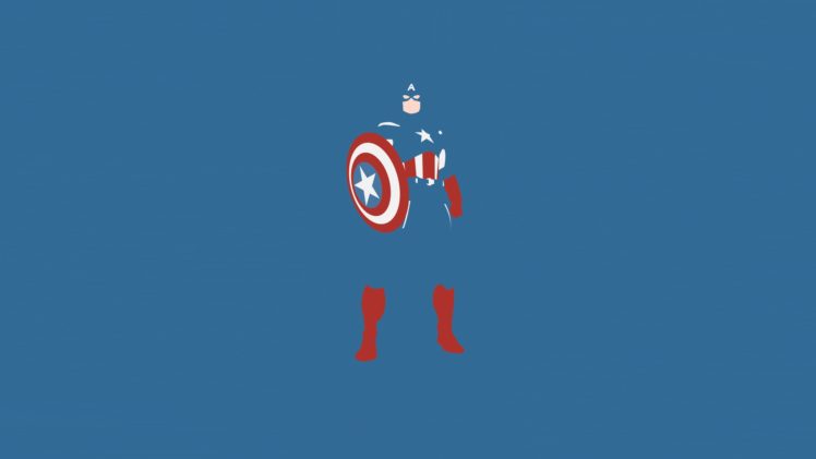minimalistic, Comics, Captain, America, Blue, Background HD Wallpaper Desktop Background