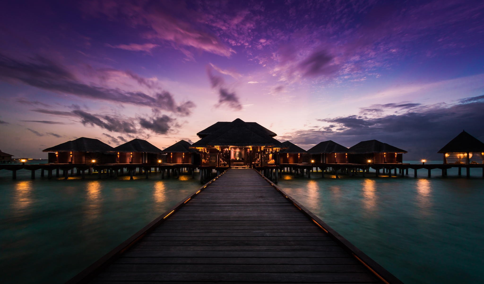 anantara, Veli, Resort, And, Spa, Maldives, Sunset, Pier Wallpaper