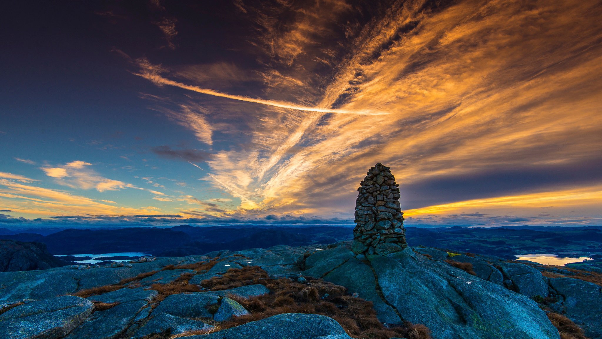 mountain, Sunrise, Sky, Norway, Stones, Clouds Wallpaper