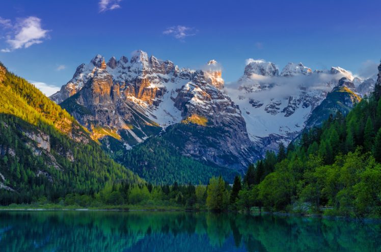 lake, Landscape, Mountains, Emerald, Mountain, Snow HD Wallpaper Desktop Background