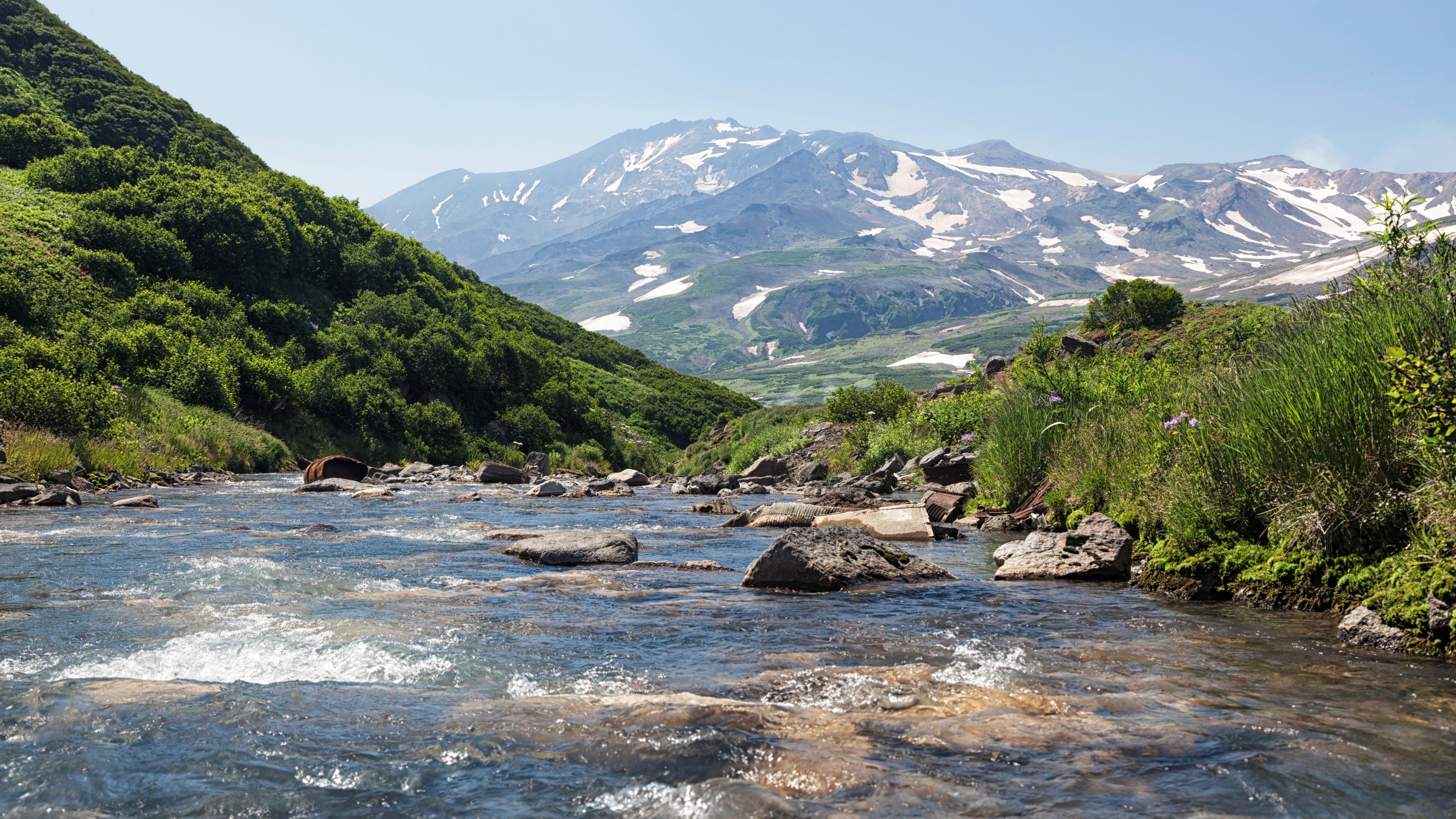 russia, Mountains, River, Stones, Kamchatka, Nature Wallpaper