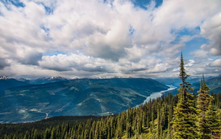 sky, Mountains, Park, Canada, Forest, Landscape, River HD Wallpaper Desktop Background