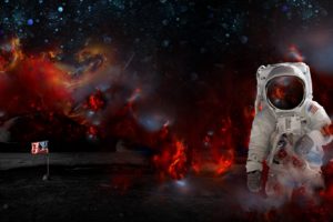astronaut, Nasa, Space, Sci fi, Fire, Psychedelic