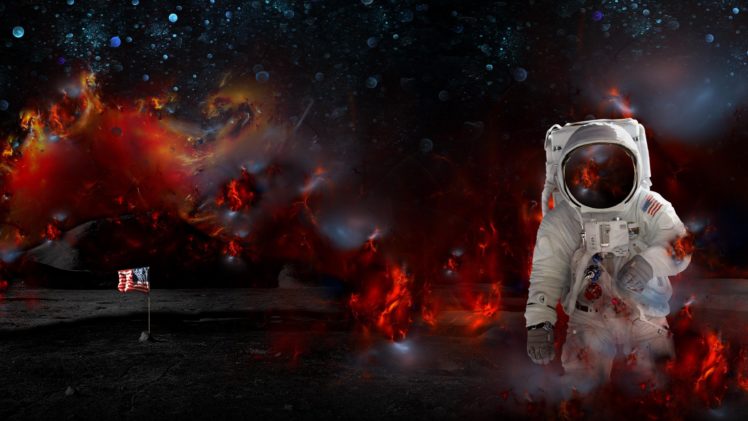 astronaut, Nasa, Space, Sci fi, Fire, Psychedelic HD Wallpaper Desktop Background