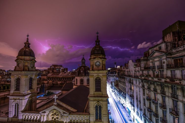 city, Argentina, Buenos, Aires, Storm, Lightning HD Wallpaper Desktop Background