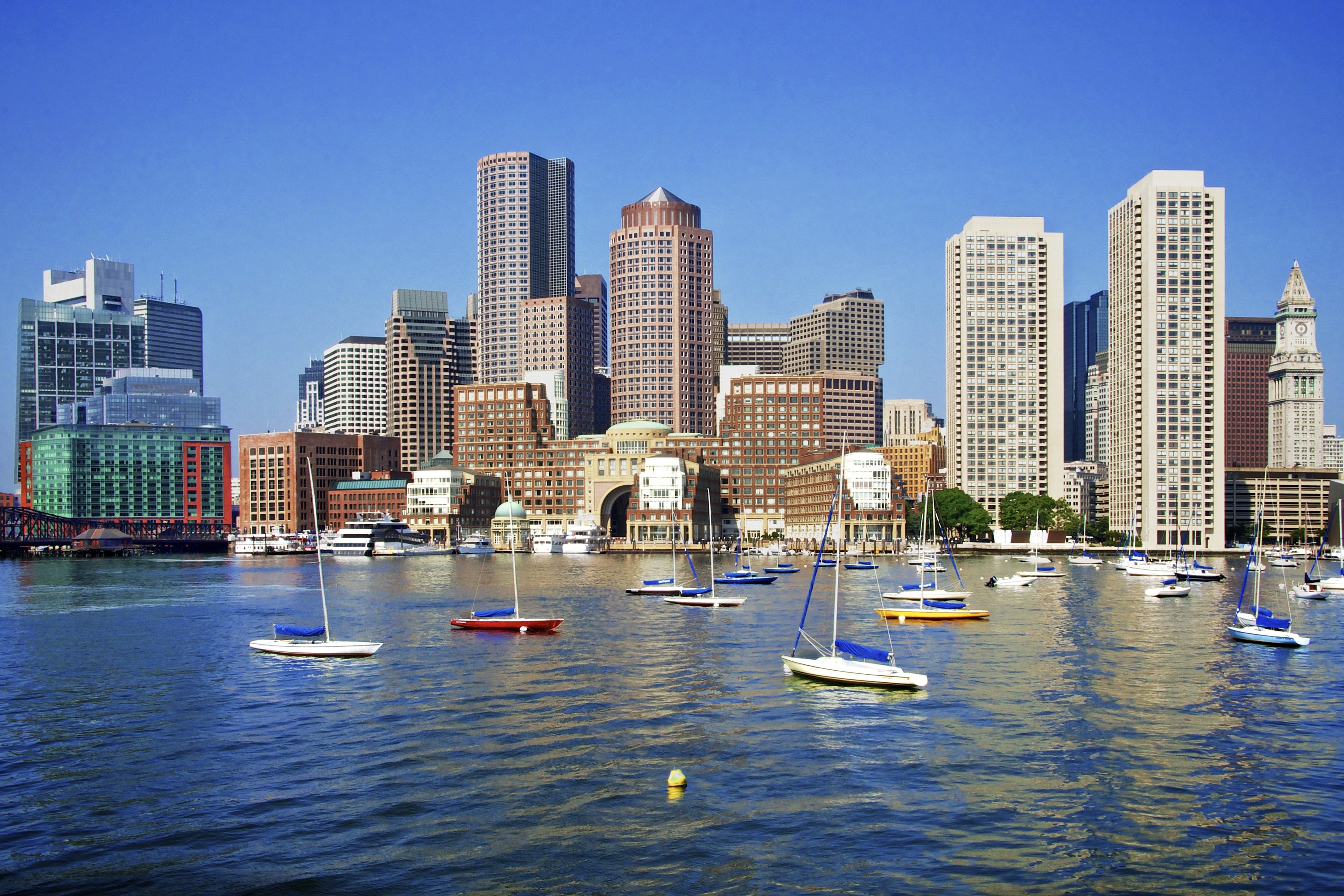 usa, Skyscrapers, Rivers, Sailing, Boats, Boston, Cities Wallpaper