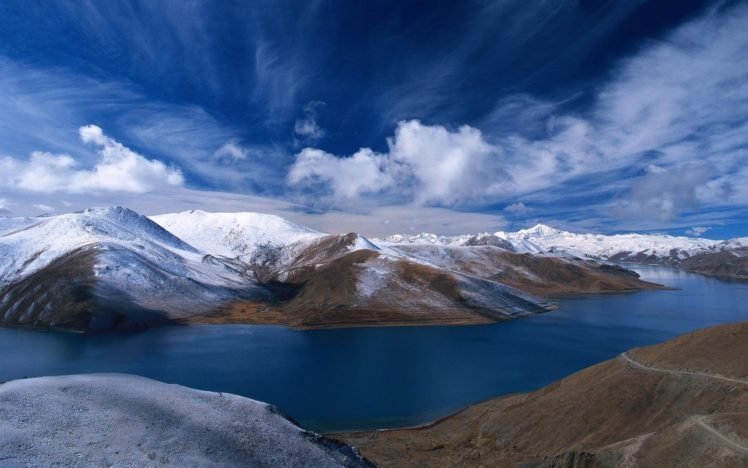 mountains, Clouds, Landscapes, Nature, Snow, Lakes, Skyscapes, View HD Wallpaper Desktop Background