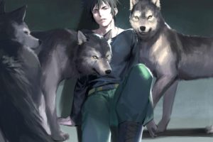 all, Male, Animal, Black, Hair, Kougami, Shinya, Male, Naked, Cat, Necklace, Psycho pass, Short, Hair, Wolf