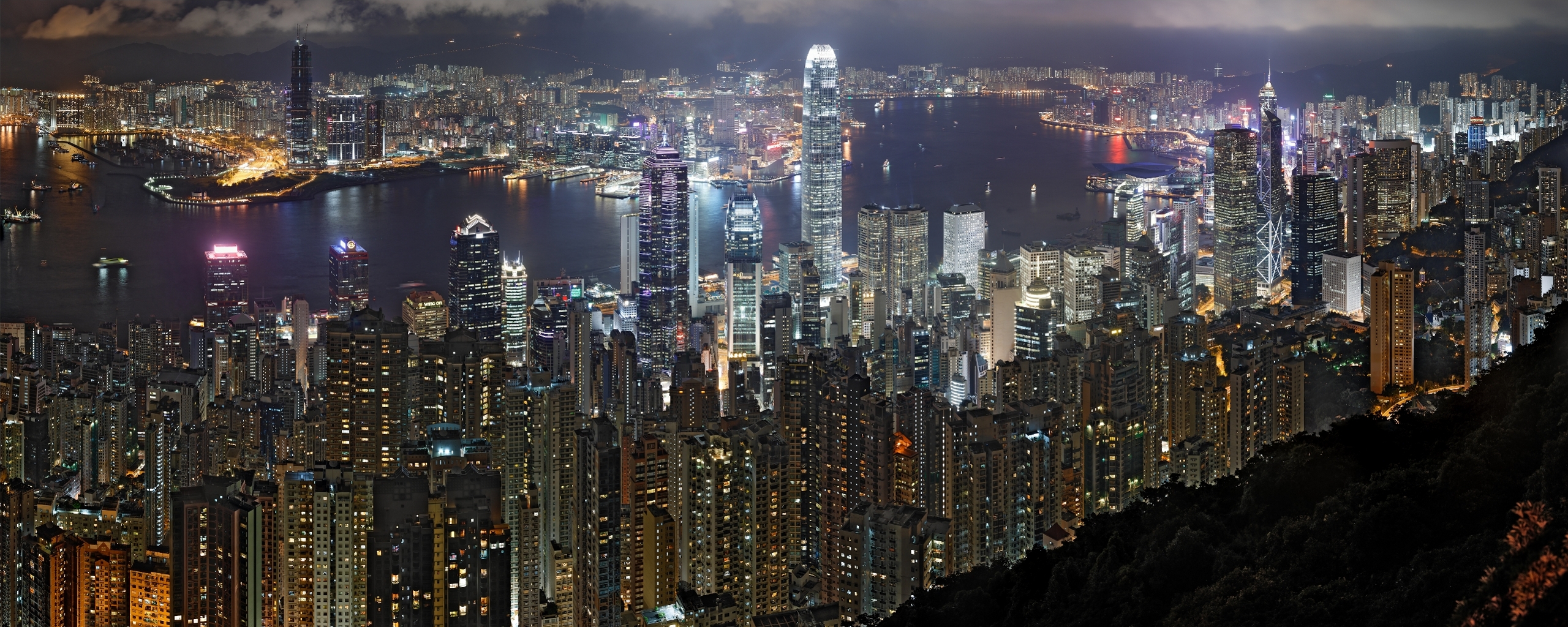 cityscapes, Night, Architecture, Buildings, Hong, Kong Wallpaper