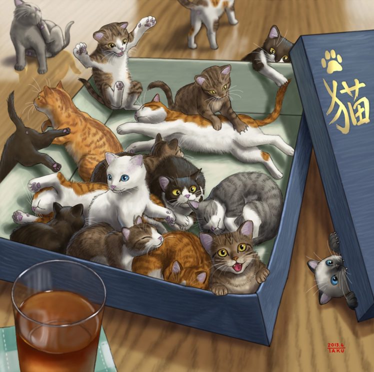 painting, Art, Cat, Baby, Kitty, Cute, Animal HD Wallpaper Desktop Background