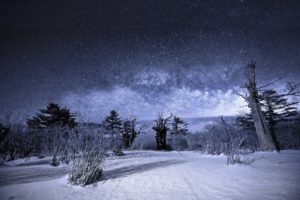 nature, Sky, Night, Stars, Landscape, Snow, Winter