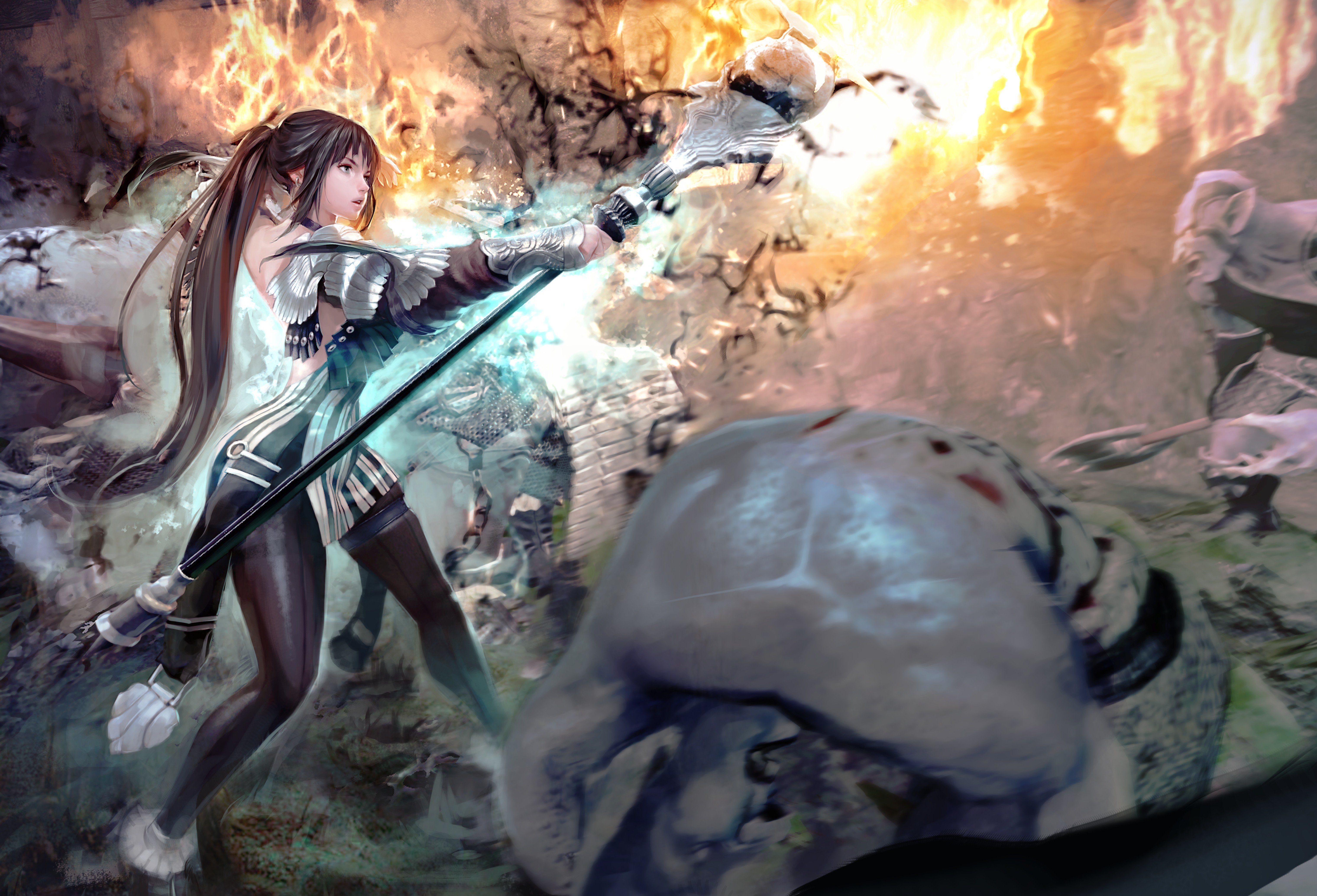 mabinogi, Battles, Magic, Warriors, Evie, Mage, Staff, Games, Fantasy, Girls, Vindictus Wallpaper