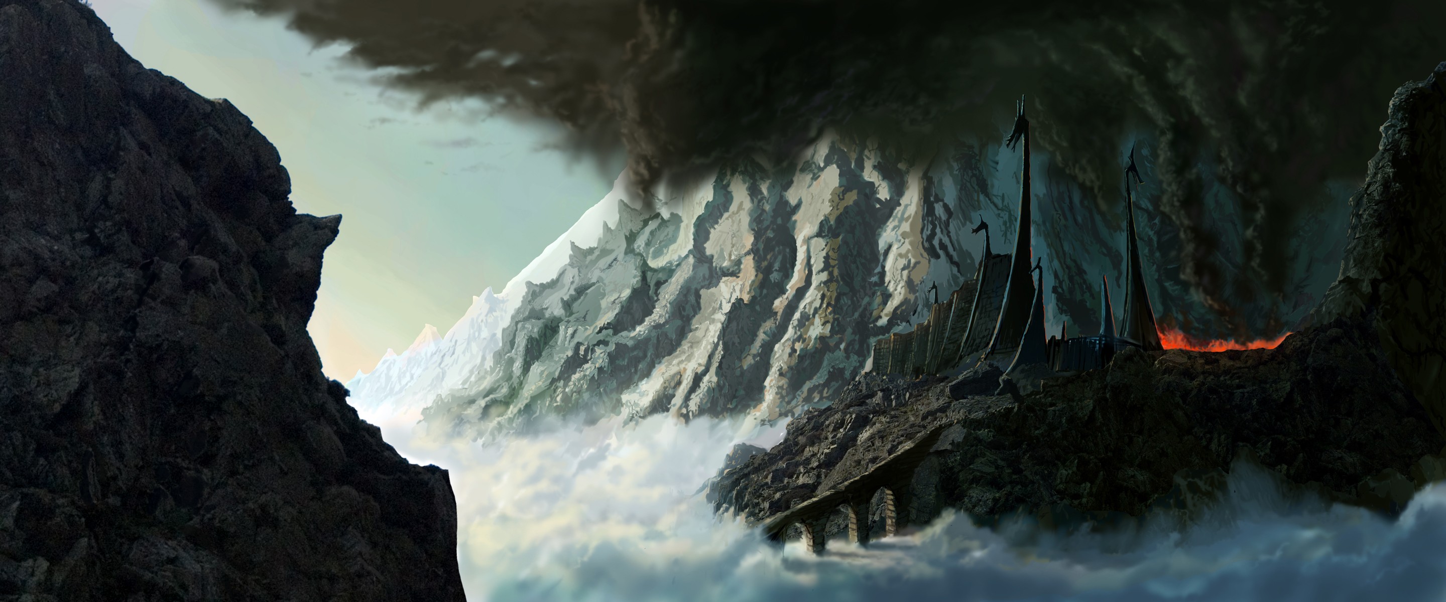 mountains, Fortress, Fantasy, Art, Silmarillion, Jrr, Tolkien Wallpaper