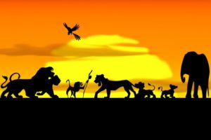sunset, Disney, Company, Silhouettes, The, Lion, King