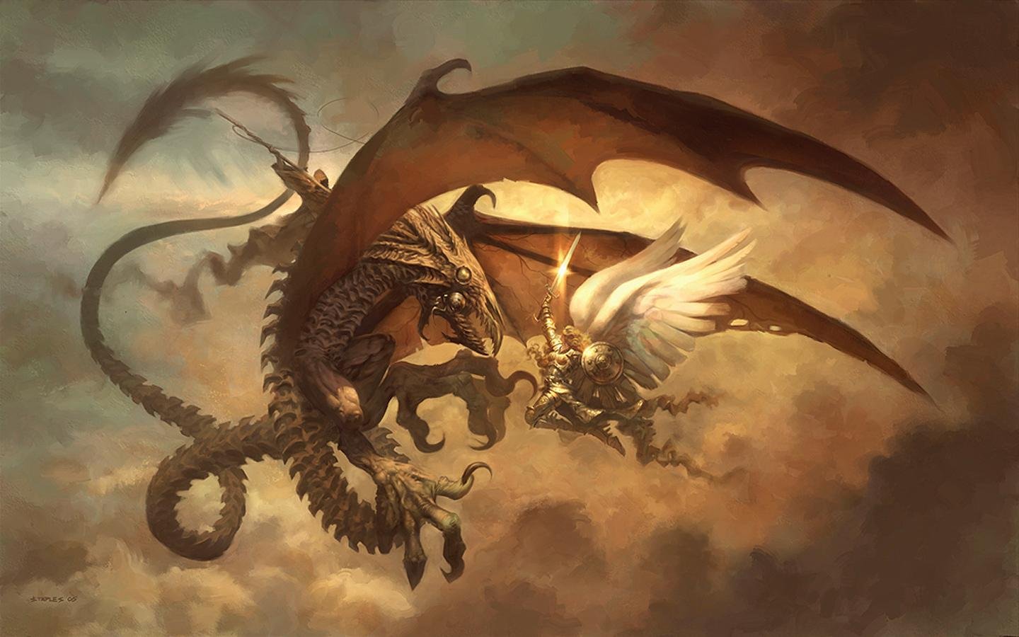 dragon,  , Magic, The, Gathering, Angels, Armor, Artwork Wallpaper