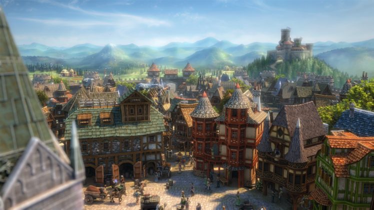 settlers, Online, City, Building, Strategy, Fantasy, Adventure, Rts, Mmo, Empire, 1tso, Town, Village, Rustic, Detail HD Wallpaper Desktop Background
