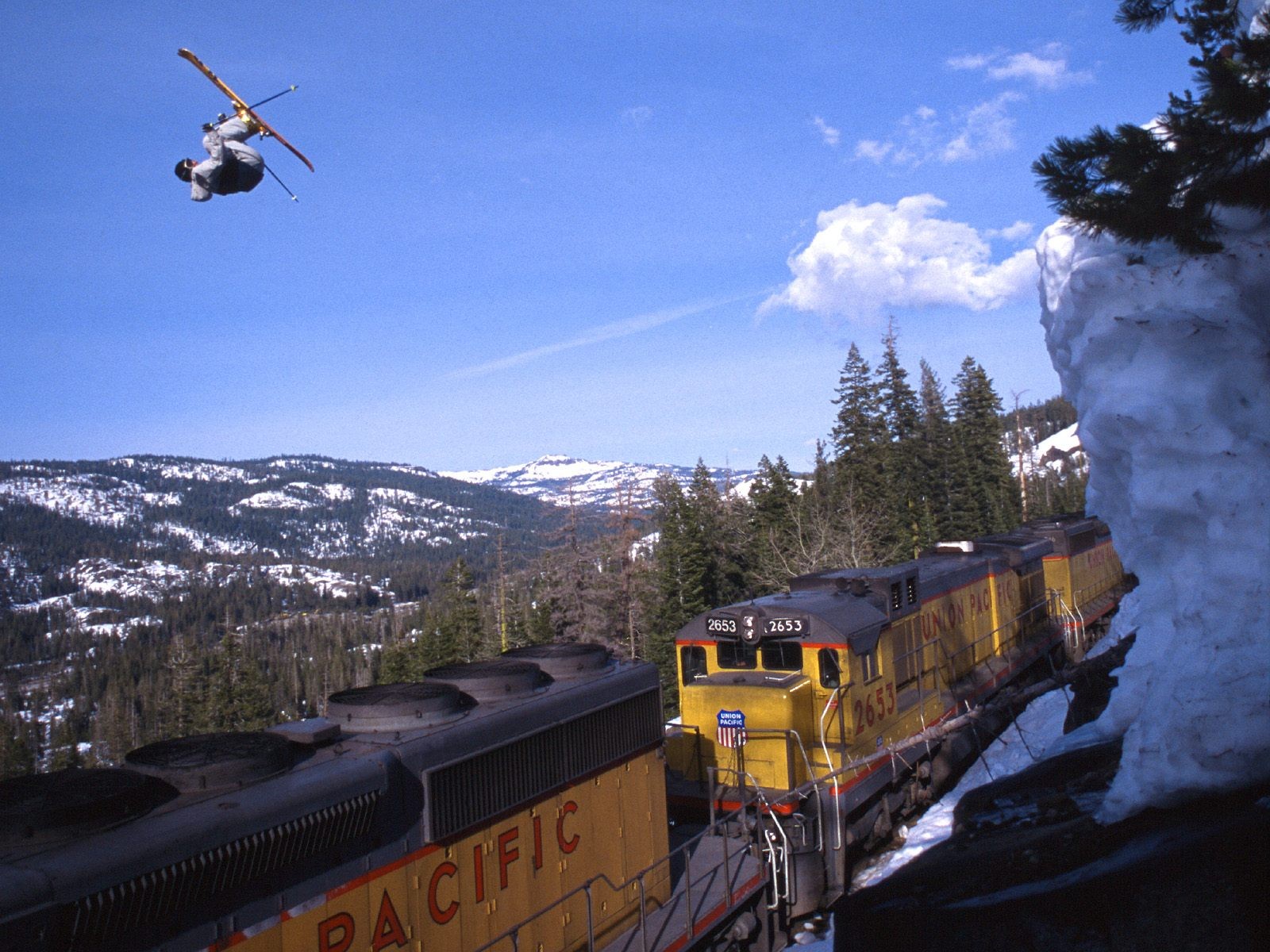 nature, Snow, Trains, Ski, Stunt Wallpaper