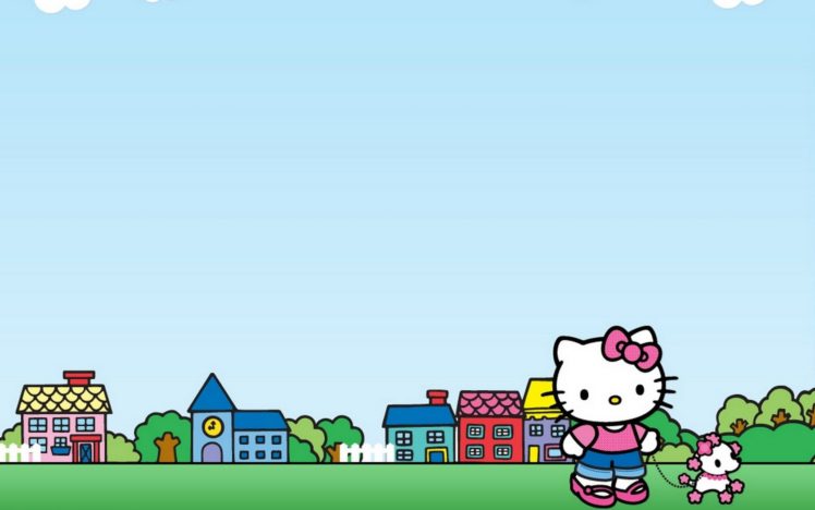 hello, Kitty, White, Cartoon, Cat, Cats, Kitten, Girl, Girls, 1hkitty, Comics, Game HD Wallpaper Desktop Background