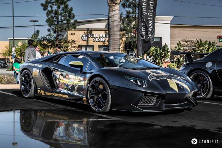 , Aventador, Lamborghini, Supercar, Supercars, Cars, Wrapping, Black, Mat HD Wallpaper Desktop Background