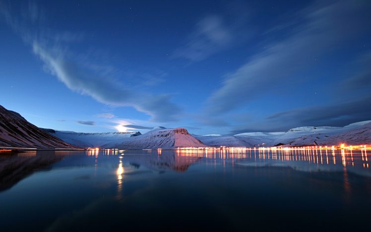 lake, Lights, Reflection HD Wallpaper Desktop Background