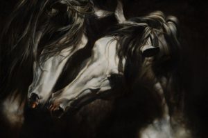 art, Horses, White, Beautiful, Animal, Cute