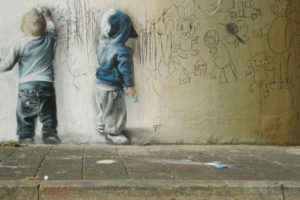 children, Graffiti, Wall, Draw, Drawing