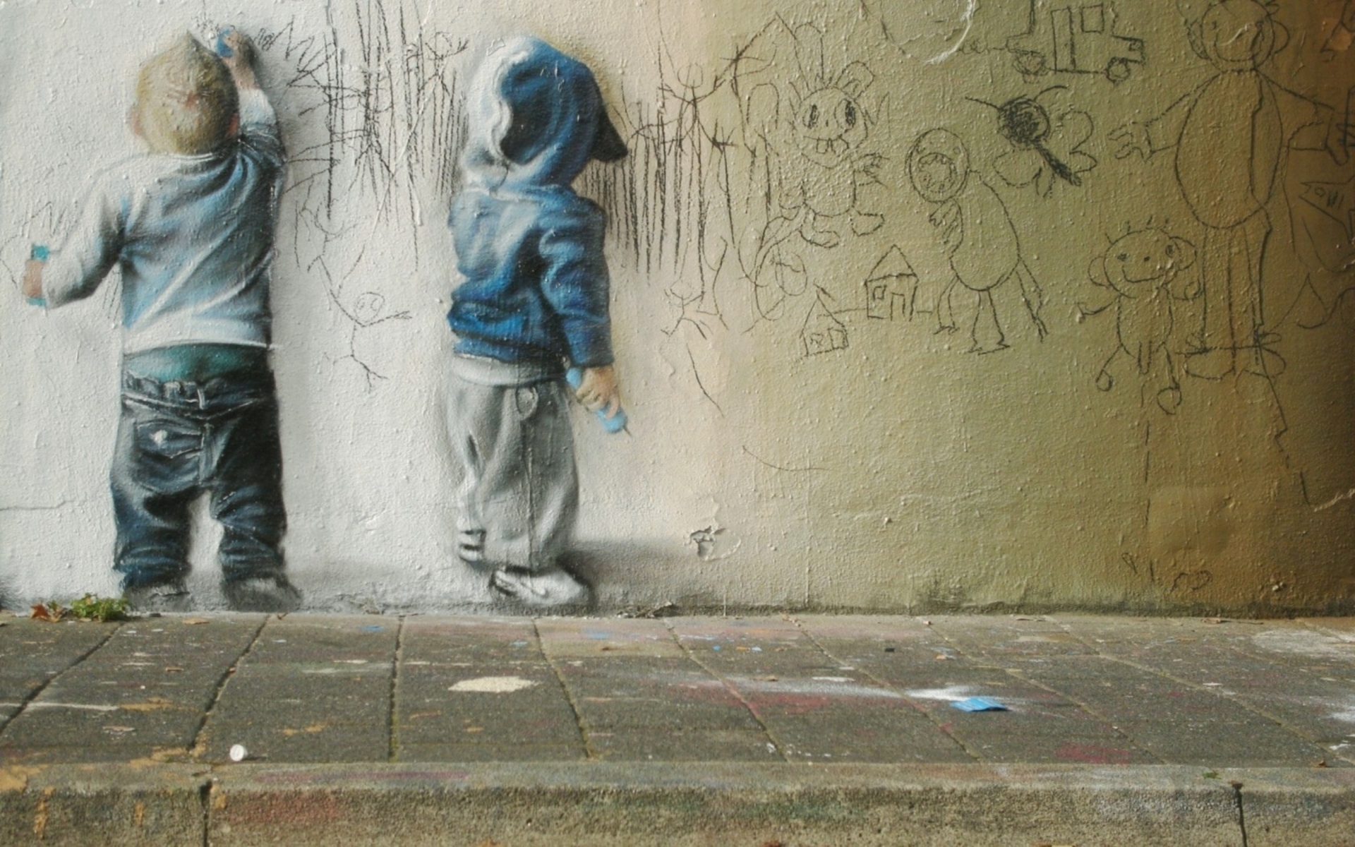 children, Graffiti, Wall, Draw, Drawing Wallpaper