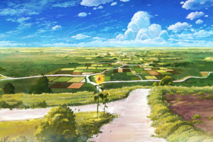 clouds, Cola,  gotouryouta , Landscape, Original, Scenic, Sky, Sunflower, Tree